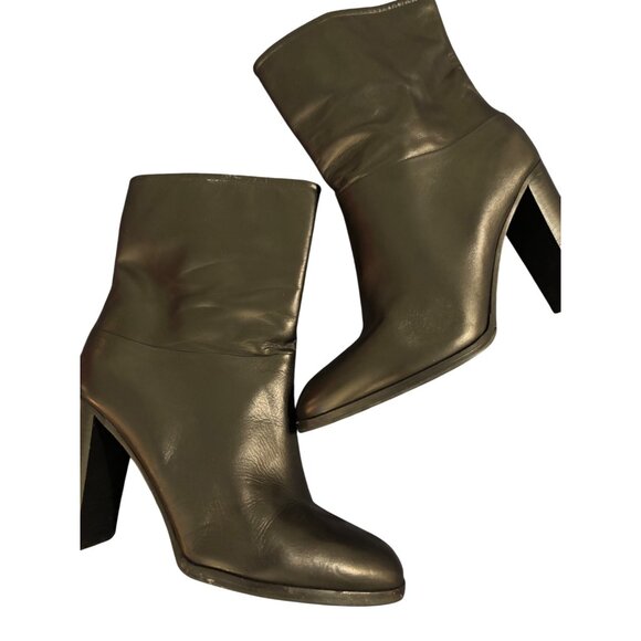 SPAZIO MODA Black Leather High Heel Ankle Boots Women Size 9.5 - Picture 6 of 14